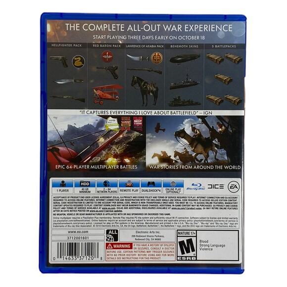 PS4 Battlefield 1 Early Enlister Deluxe Edition Sony Play Station 4 Game - Picture 6 of 7